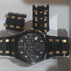 Wittnauer Swiss Chronograph G15 Watch | Black & Gold | New in Box